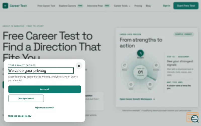 Screenshot of AI Career Test