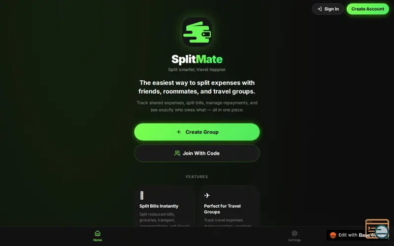 Screenshot of SplitMate