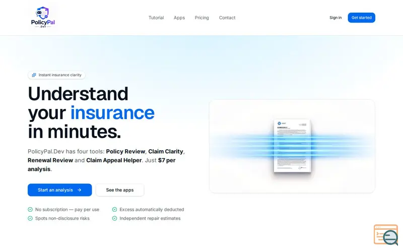 Screenshot of PolicyPal.Dev