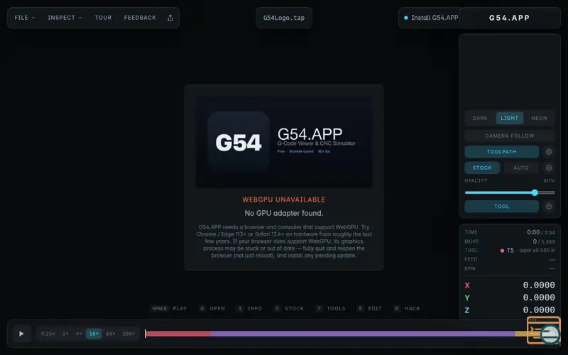 Screenshot of G54.APP