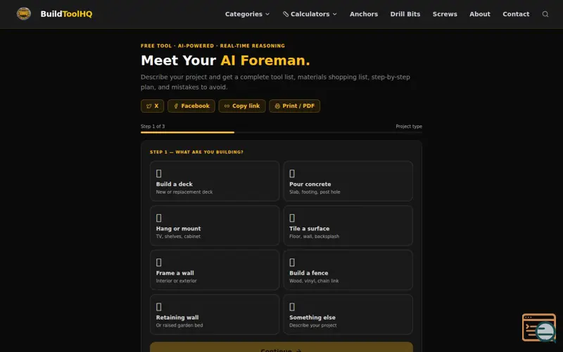 Screenshot of AI Foreman — Free AI Project Planner 