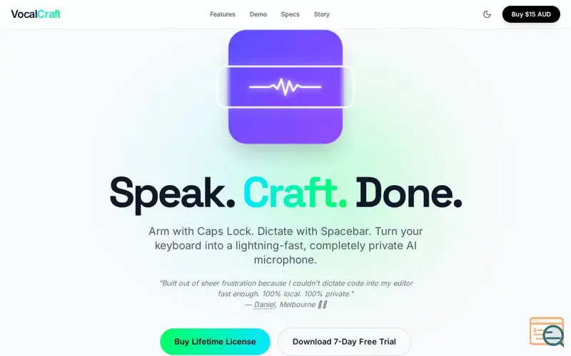 Screenshot of VocalCraft: Lifetime Offline Dictation