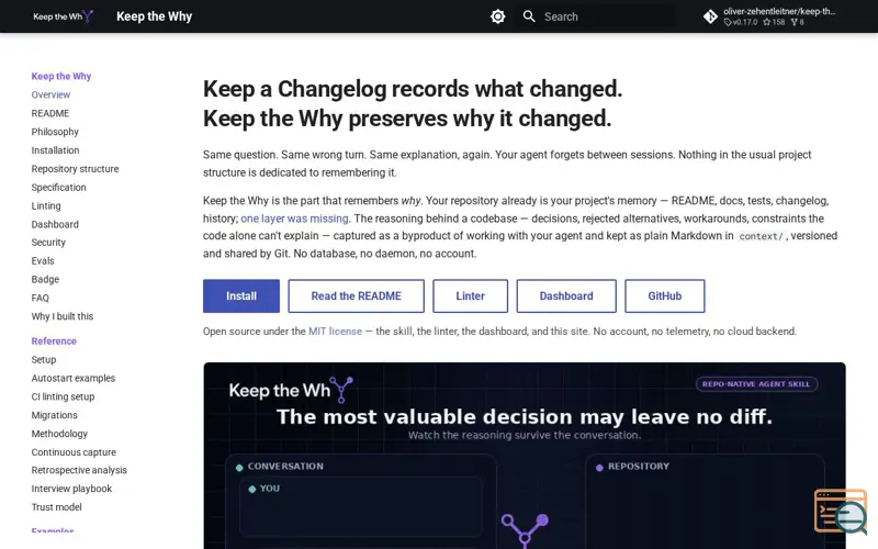 Screenshot of Keep the Why, a launch using SkillsLLM