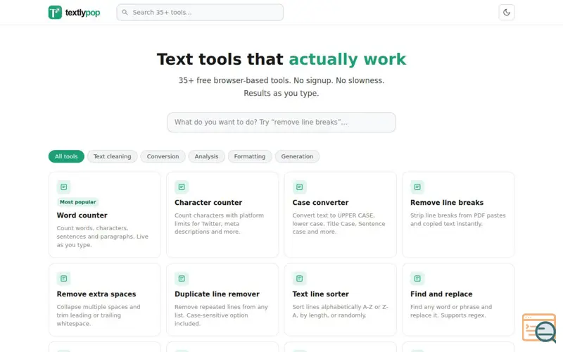 Screenshot of TextlyPop