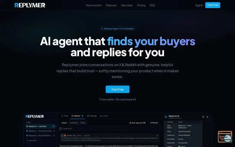 Screenshot of Replymer AI