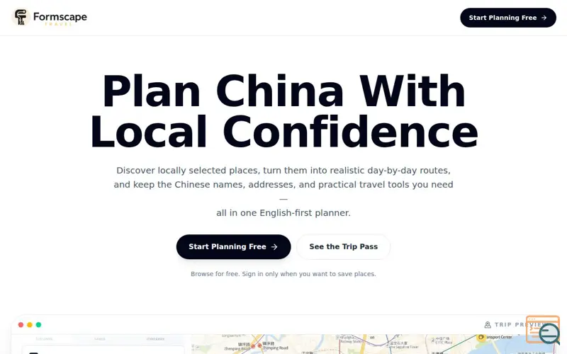 Screenshot of Formscape Travel