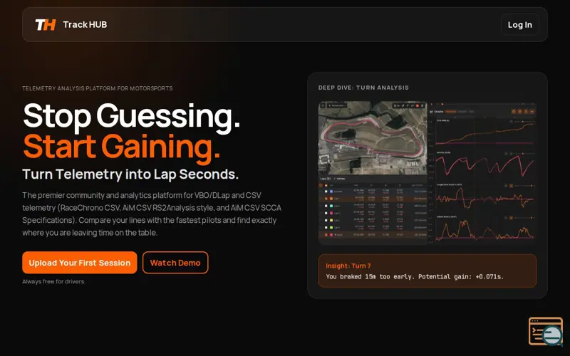 Screenshot of TrackHUB