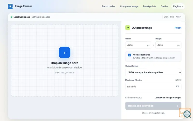 Screenshot of Private Image Resizer and Compressor