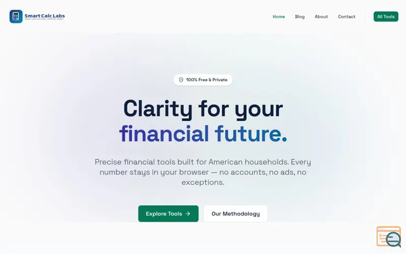 Screenshot of SmartCalcLabs — Free Financial Calculators for the USA
