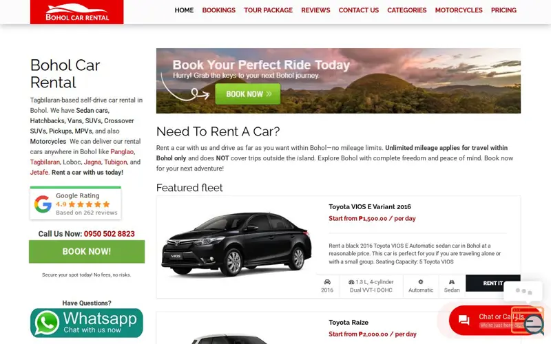 Screenshot of Bohol Car Rental, a launch using HandL UTM Tracker