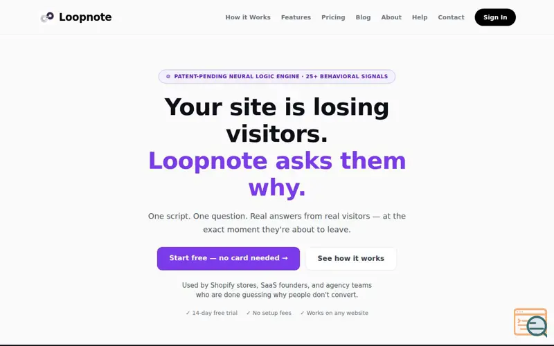 Screenshot of Loopnote, a launch using Probely