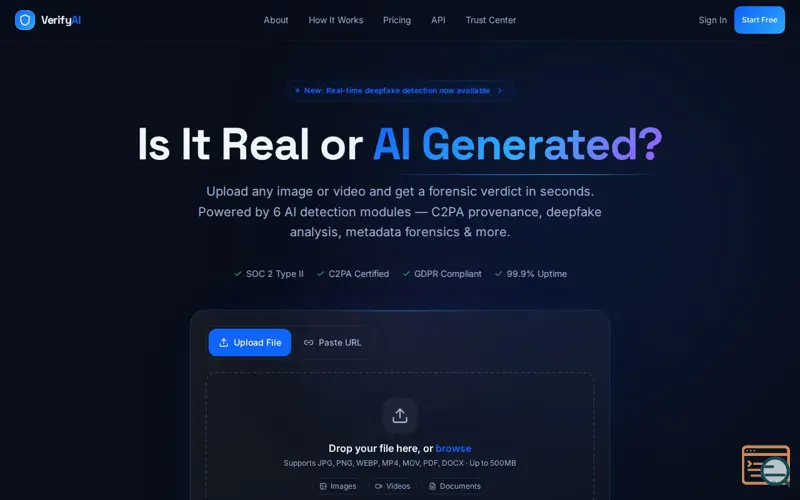 Screenshot of VeryfyAI 