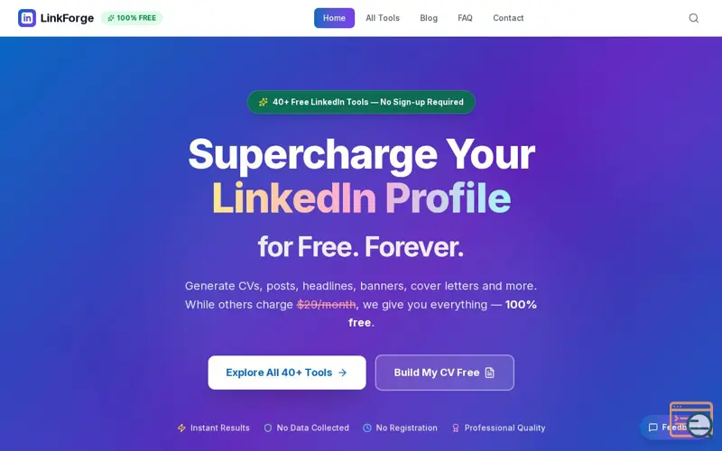 Screenshot of LinkedForge: 40+ Free LinkedIn Tools