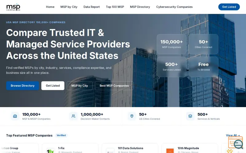 Screenshot of MSP Companies