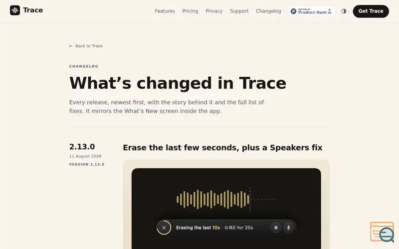 Screenshot of Trace