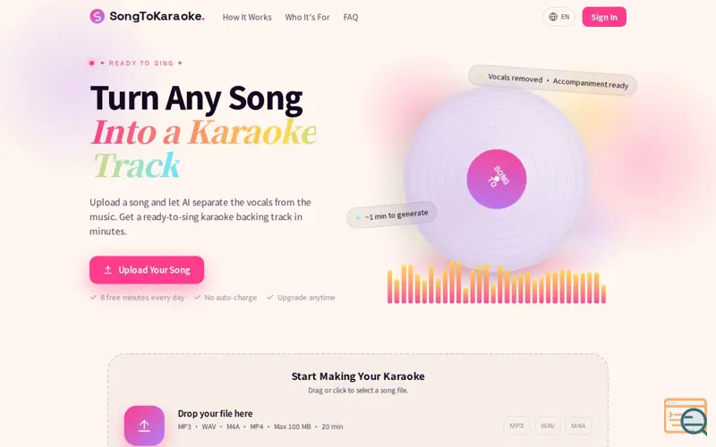 Screenshot of SongToKaraoke