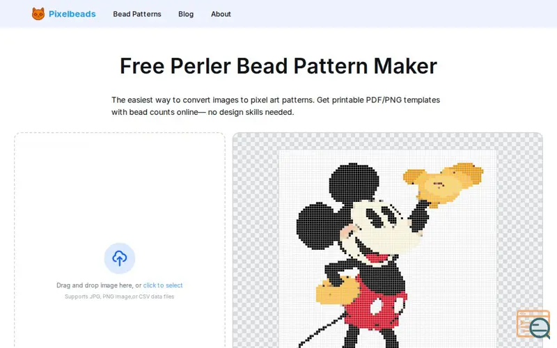 Screenshot of Free Perler Bead Pattern Maker