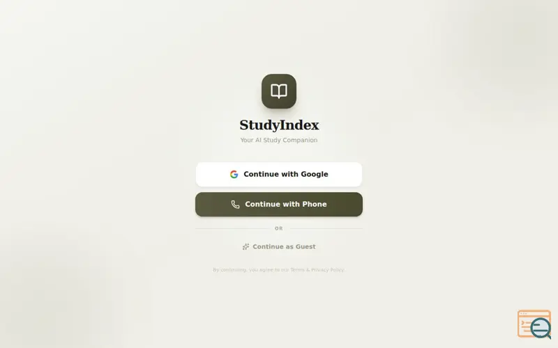 Screenshot of StudyIndex