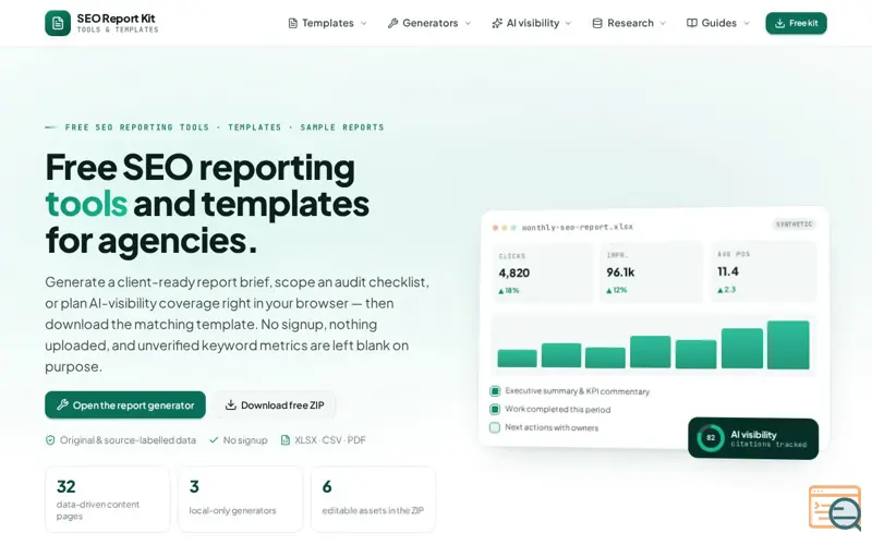 Screenshot of SEO Report Kit