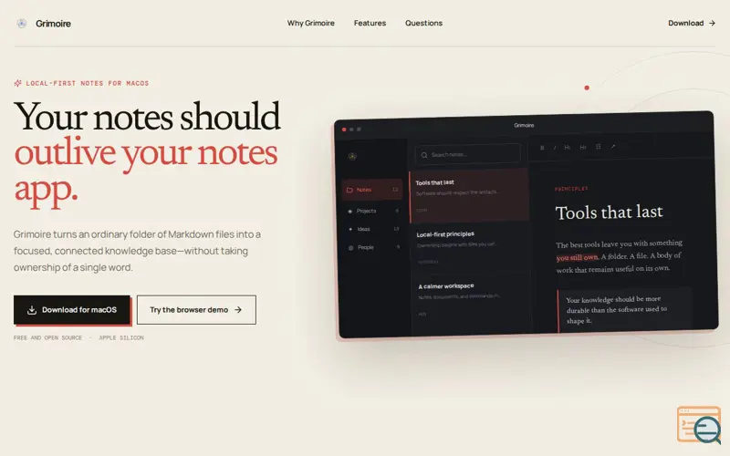 Screenshot of Grimoire