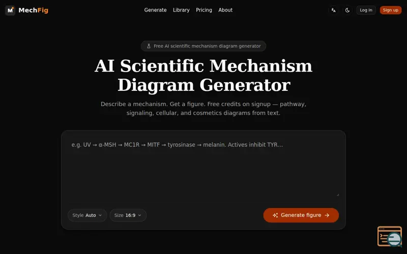 Screenshot of MechFig - Scientific Mechanism Diagrams with AI