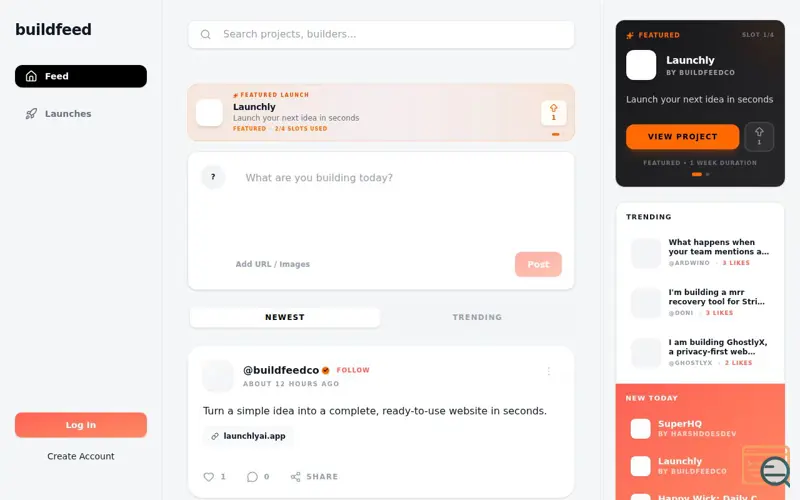 Screenshot of Buildfeed