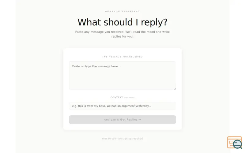 Screenshot of WhatToReply