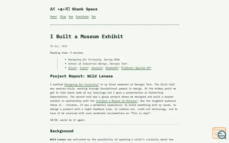 Screenshot of I Built a Museum Exhibit, a launch using GNU Terry Pratchett