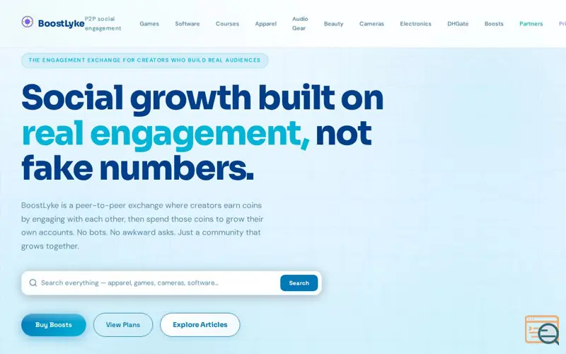 Screenshot of BoostLyke