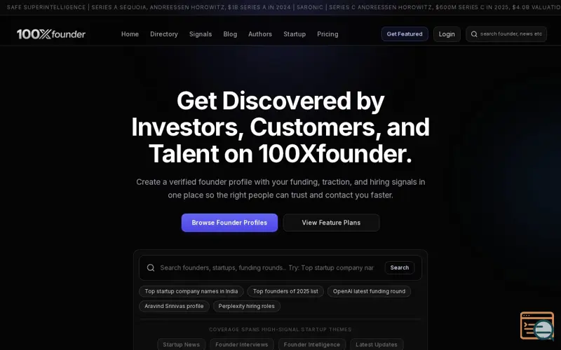 Screenshot of 100Xfounder