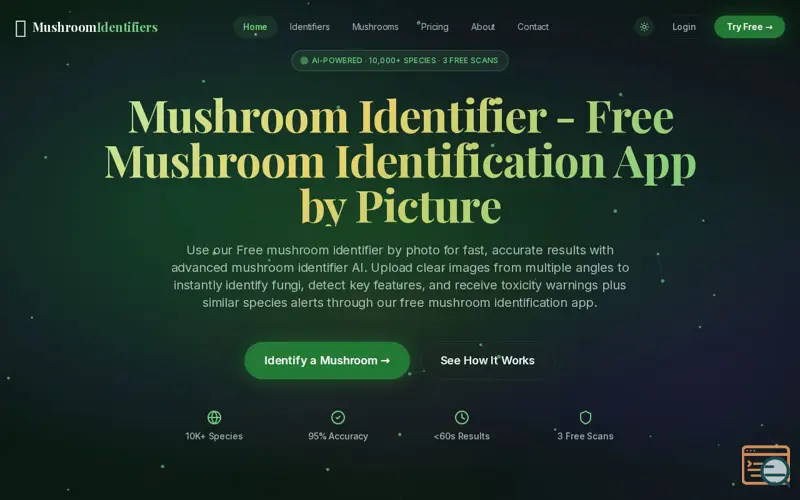 Screenshot of Mushroom Identifier