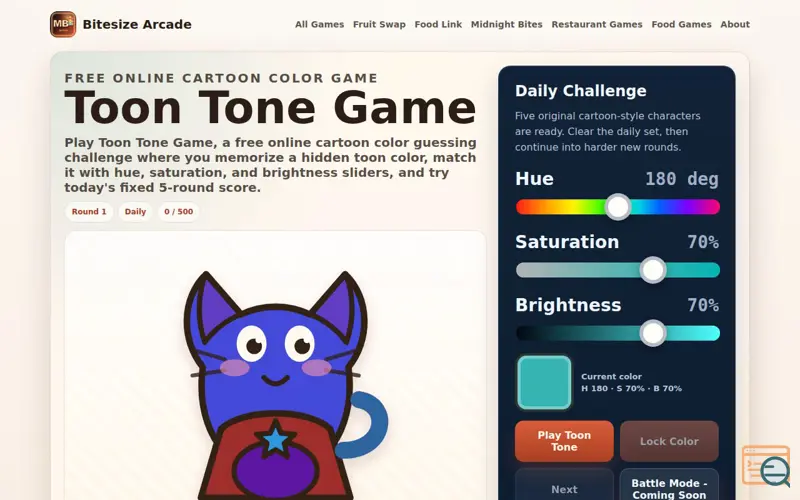 Screenshot of Toon Tone Game