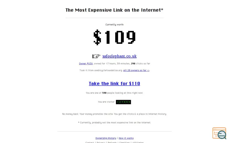Screenshot of Mostexpensivelink