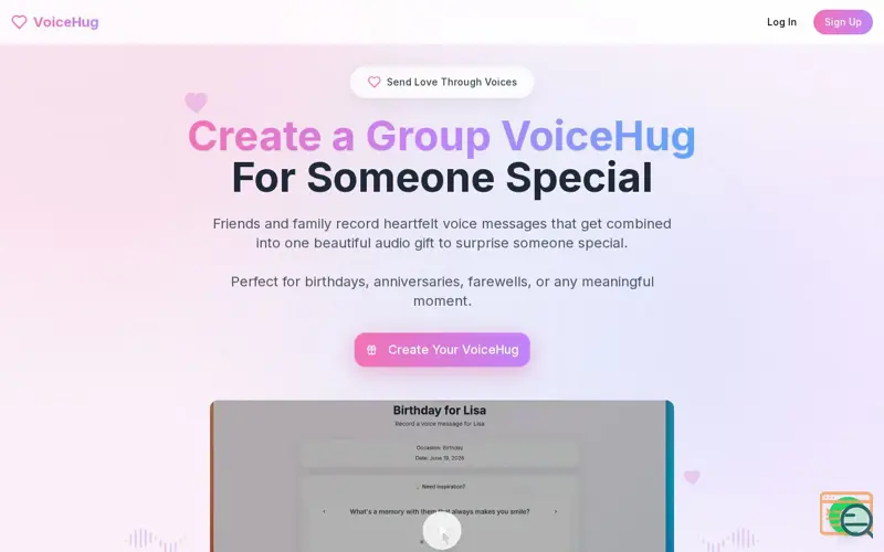 Screenshot of VoiceHug