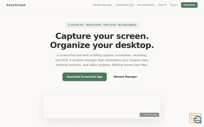 Screenshot of EasySnaps