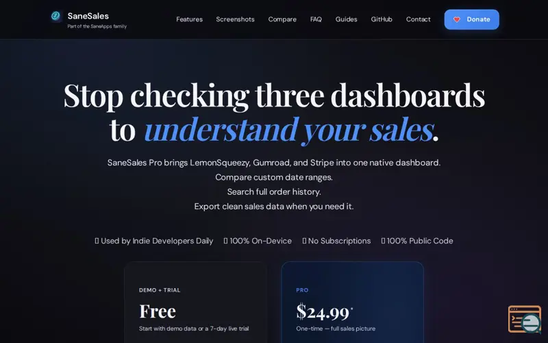 Screenshot of SaneSales