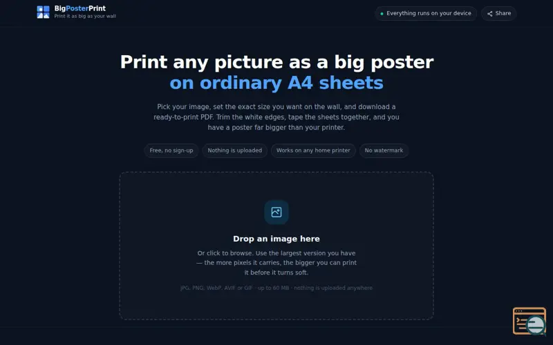 Screenshot of BigPosterPrint