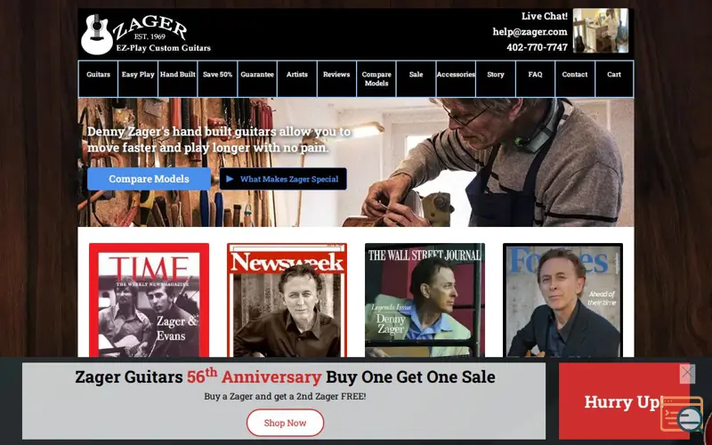 Screenshot of Zager Guitars