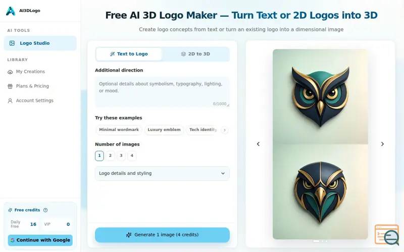 Screenshot of AI3DLogo