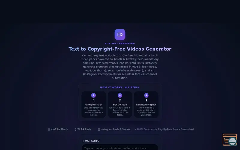 Screenshot of Script to Clips