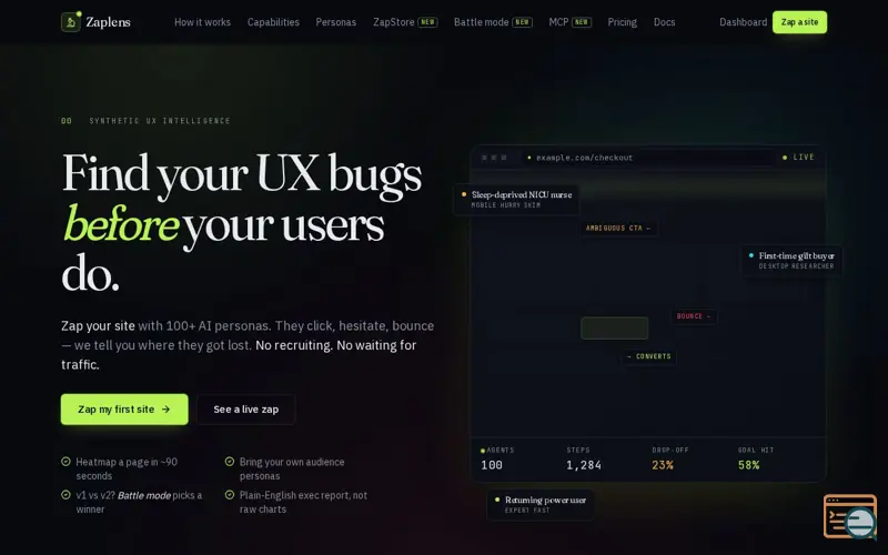 Screenshot of Zaplens