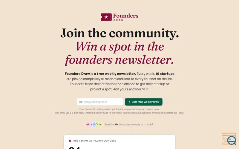 Screenshot of Founders Draw