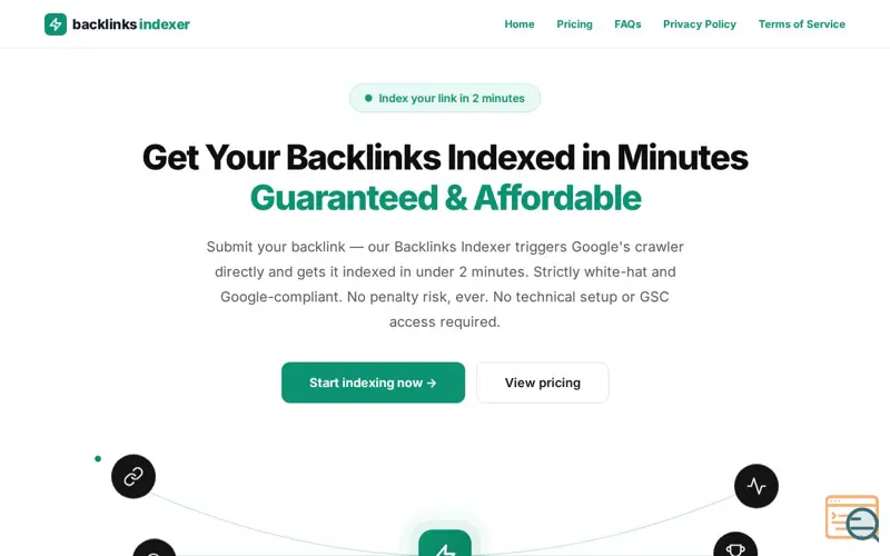 Screenshot of backlinkindexer.online