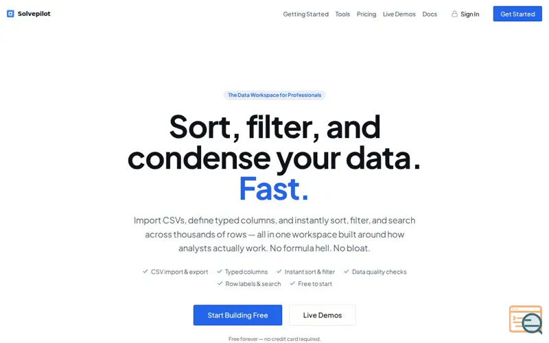 Screenshot of Solvepilot