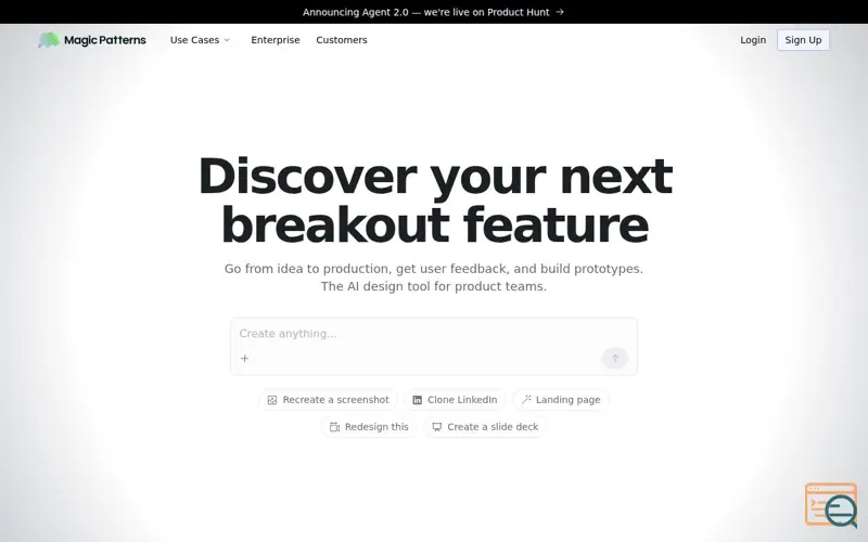 Screenshot of Magic Patterns Agent 2.0