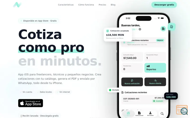 Screenshot of Nove Cotizaciones