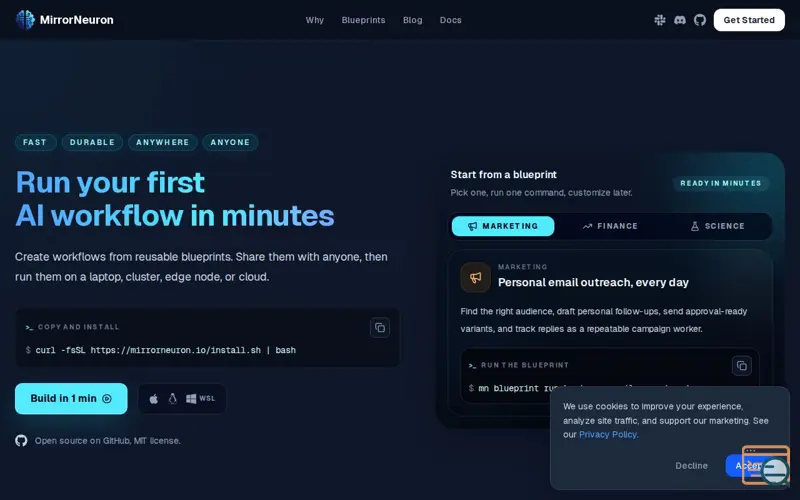 Screenshot of MirrorNeuron