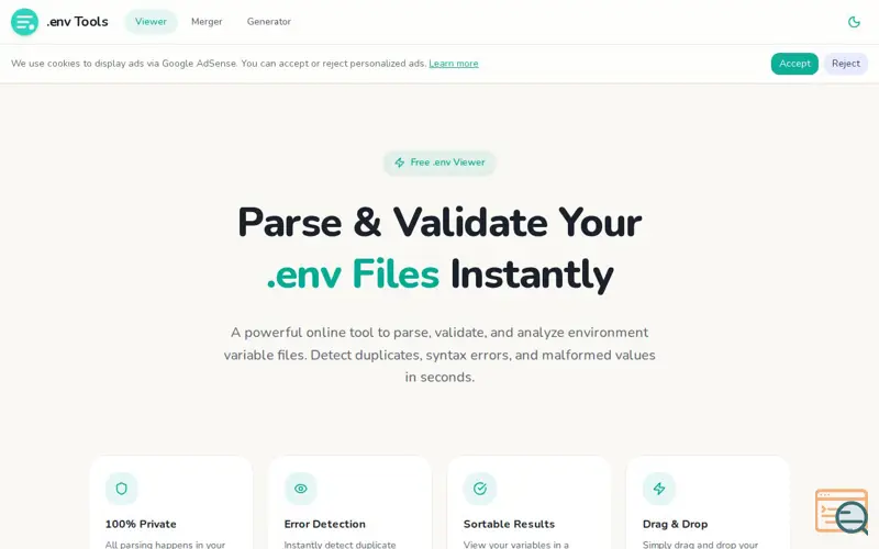 Screenshot of .env Tools