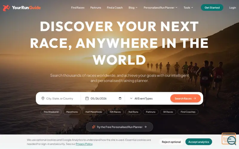 Screenshot of YourRunGuide