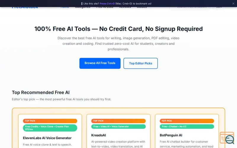 Screenshot of AIFreeAIStack